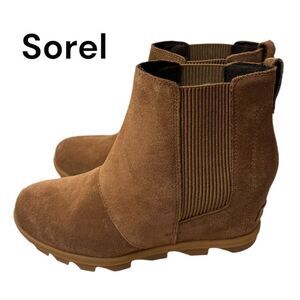 SOREL Joan of Arctic Wedge II Women's Chelsea Camel Brown Suede Boots Booties 10